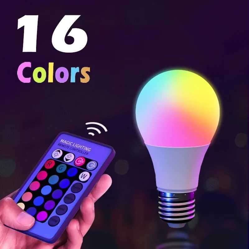 16 Color RGB Bulb LED Multicolor Bulb E27 Base 220V Household Lighting 10W Dimmable 24 Key Remote Control Atmosphere Neon Light C250917
