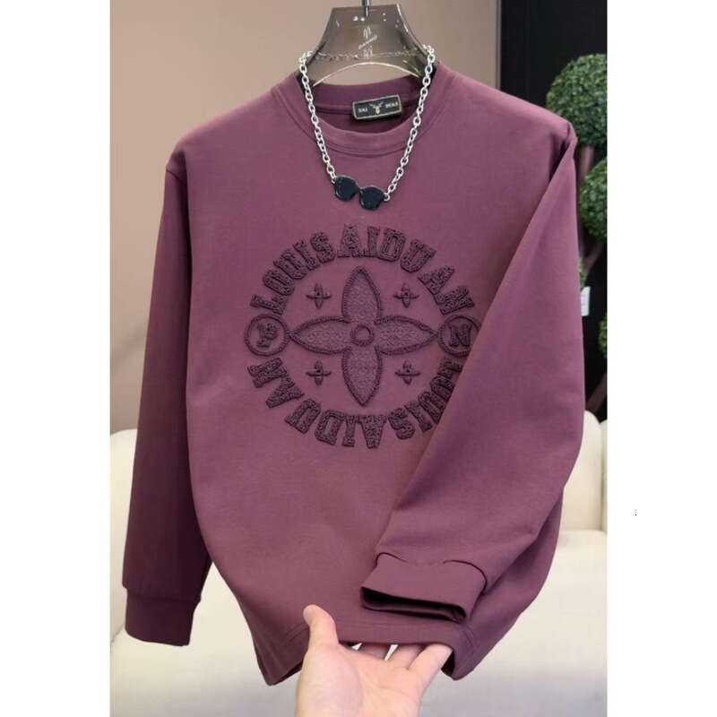 Mens Designer Autumn New Trendy Fashion Long Sleeve Men Round Neck Pullover Loose Solid Color Youth Base Shirt Men's Sweatshirt