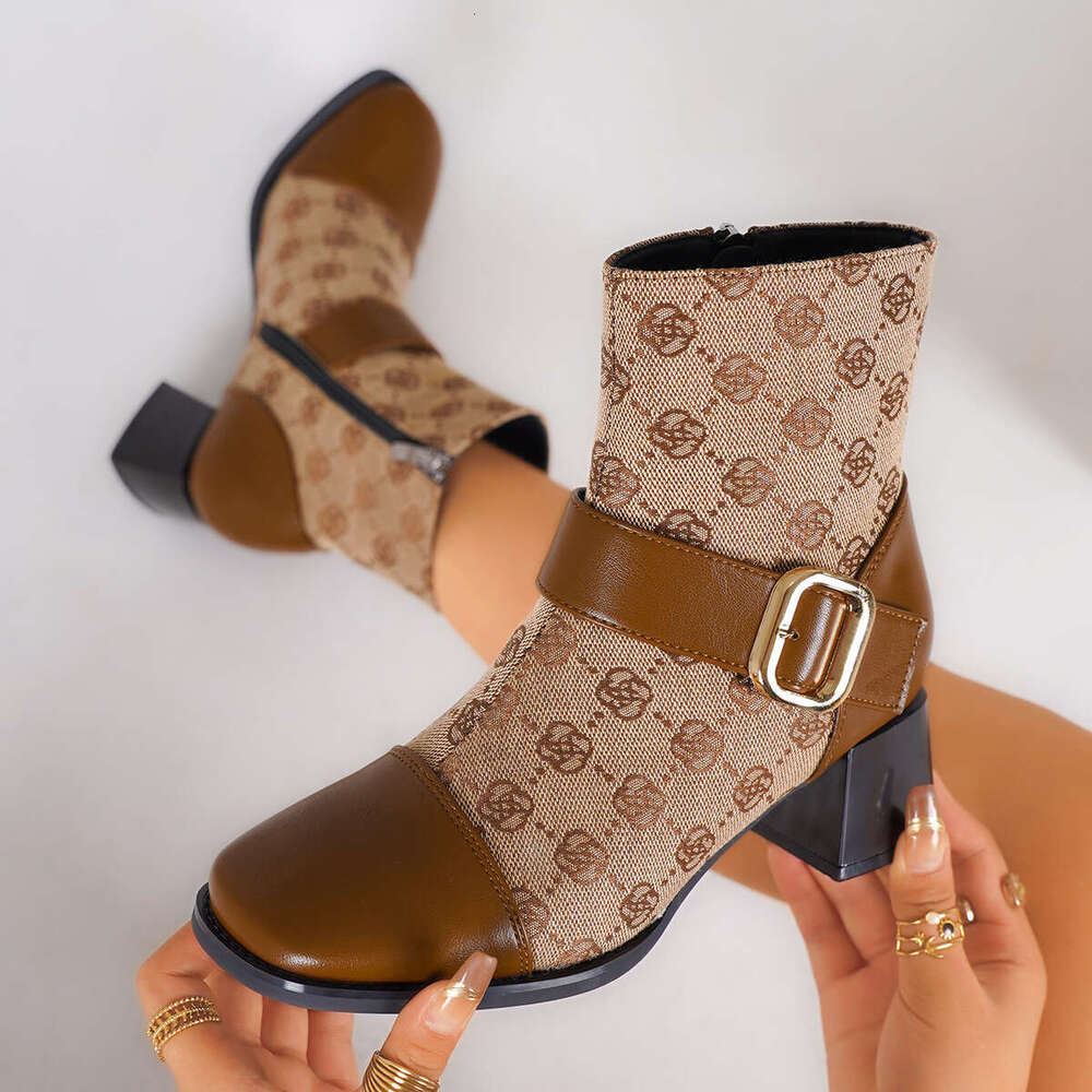 Designer Boots Chunky Heel Fashion Ankle Boots Designer Womens 2025 Autumn Winter New Elegant Comfortable Women Fashion Versatile Pattern Thick Winter