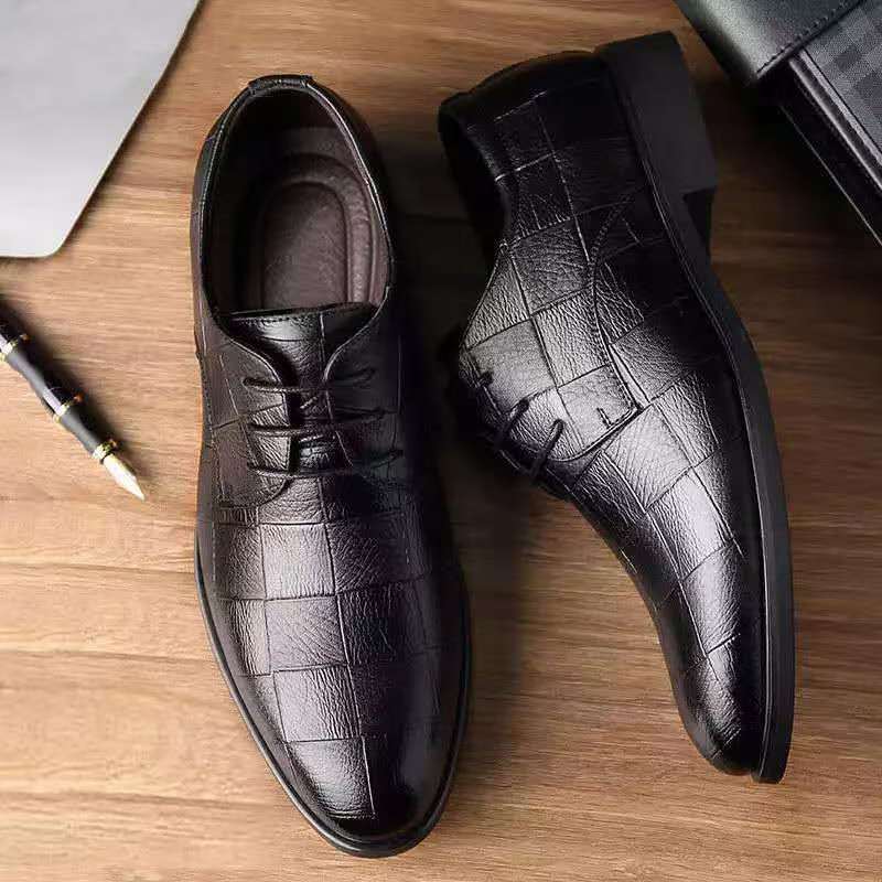 Large-sized British casual business formal leather shoes, men's shoes, wedding shoes, versatile work shoes, fashionable and trendy without the sa
