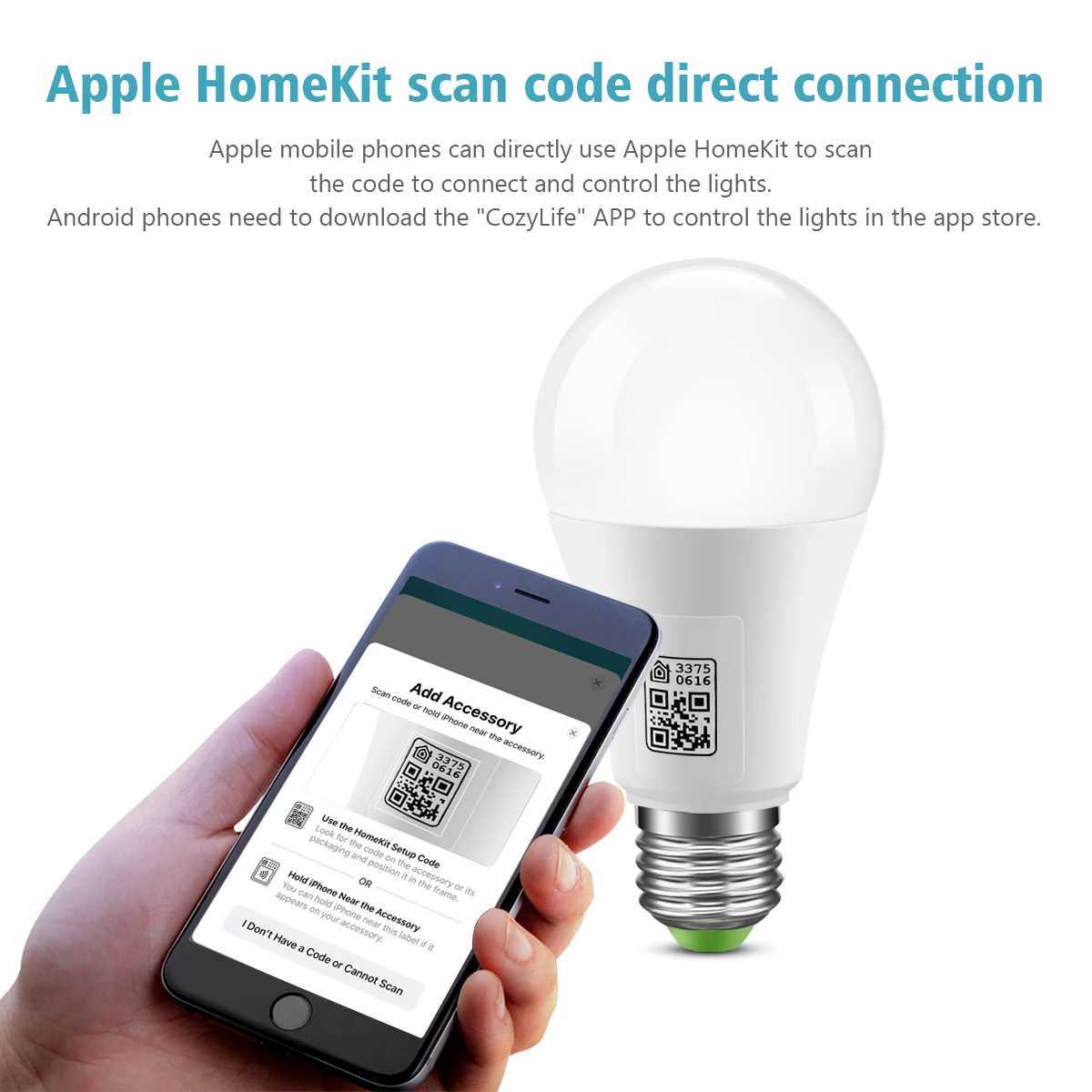 MFI Certified Homekit LED Smart Wifi Light Bulb E27 Smart Lamp Multicolour Dimmable LED Bulb Siri Control for Alexa Google Home C250917