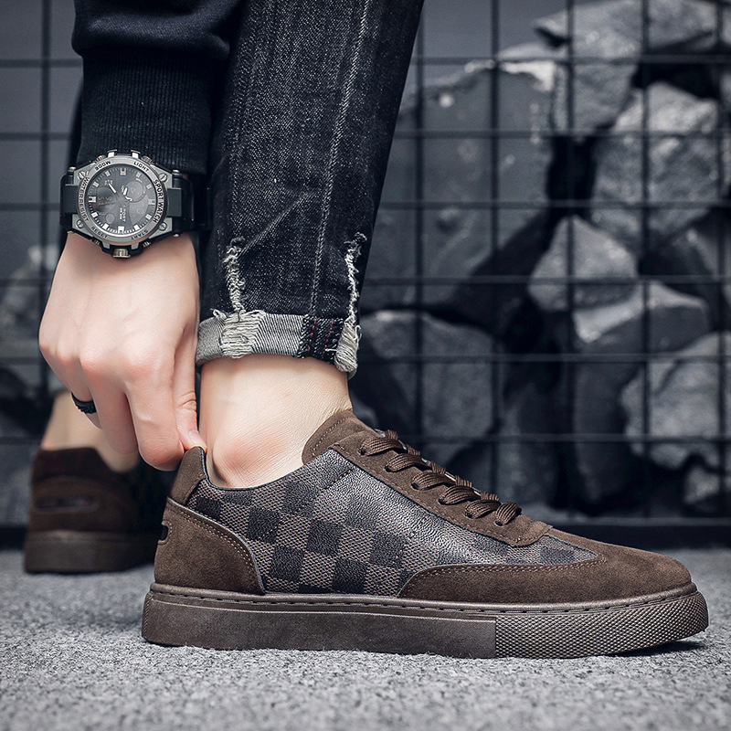 TOP Designer Men's Sneakers Low Top Plaid Lace-up Casual Shoes Versatile Shoes Men's Trendy Shoes 24