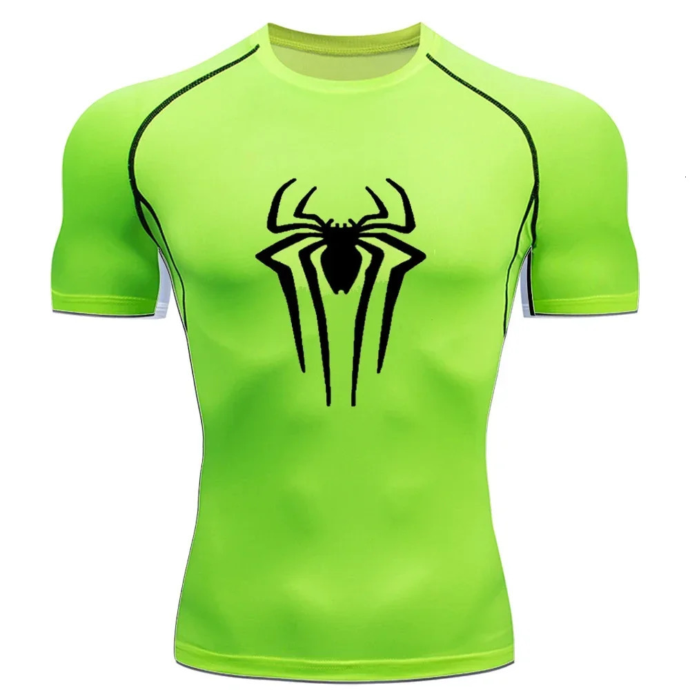 Spider Print Mens Sports Tshirts Fitness Gym Tight Compression Shirt Summer Breathable Quick Drying Tees Y2K Short Sleeve Tops 250917