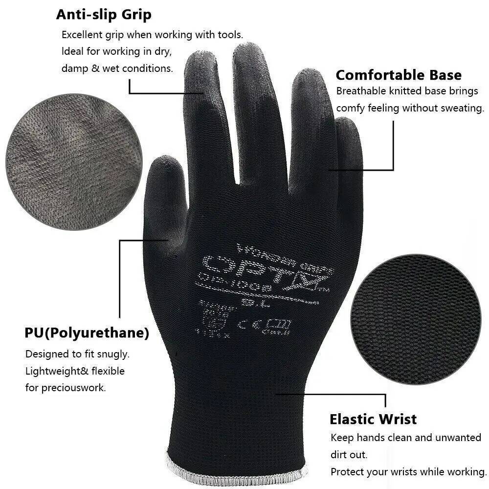 10 Pairs Household Non-slip Wear-resistant Breathable Labor Garden PU Work Protective Gloves ddmythur