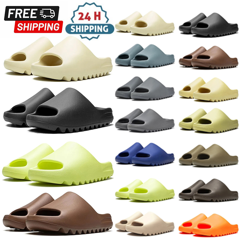 Slides Men Women Slippers Bone Core Onyx Ochre Pure Cream Clay Moon Grey Black Sandal Slide Slipper Mens Womans Sandals With box