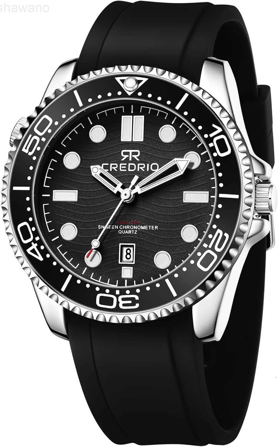 Mens Watches Waterproof Rubber Band Watch for Men Luminous Hands and Markers Date Display Wrist WatchW250917