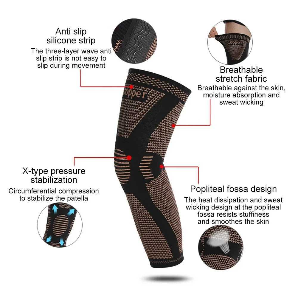 2Pcs Copper Full Leg Sleeve Long CompressionKnee Braces for Women MenKnee Compression SleevesKnee Support for ArthritisSport J250917