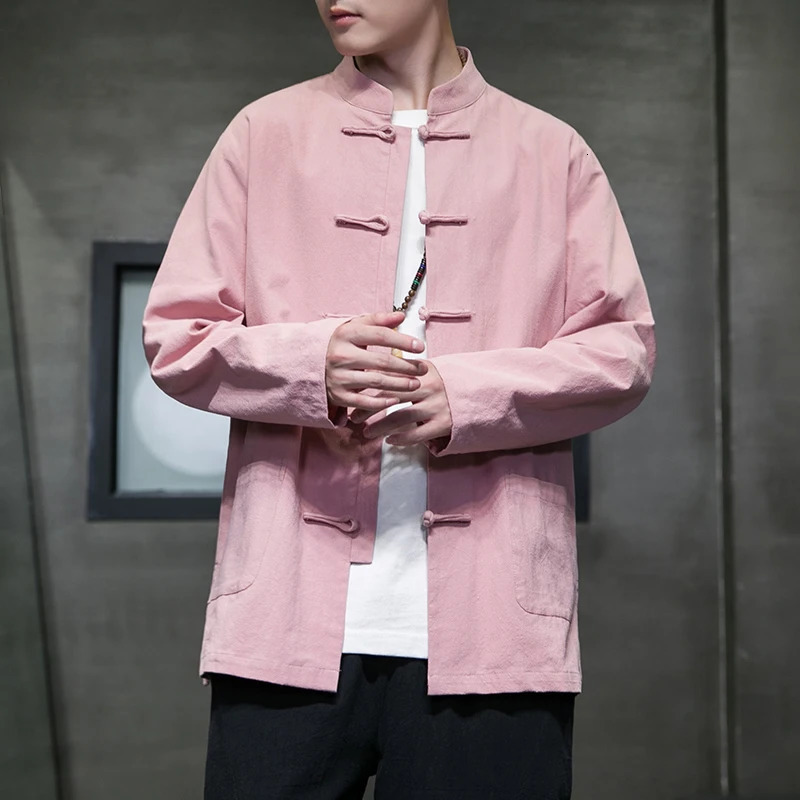 Black White Chinese Shirt Man Cotton Linen Tang Suit Top Spring Autumn Long Sleeve Kung Fu Shirt Traditional Men Blouses 250917 - view 6