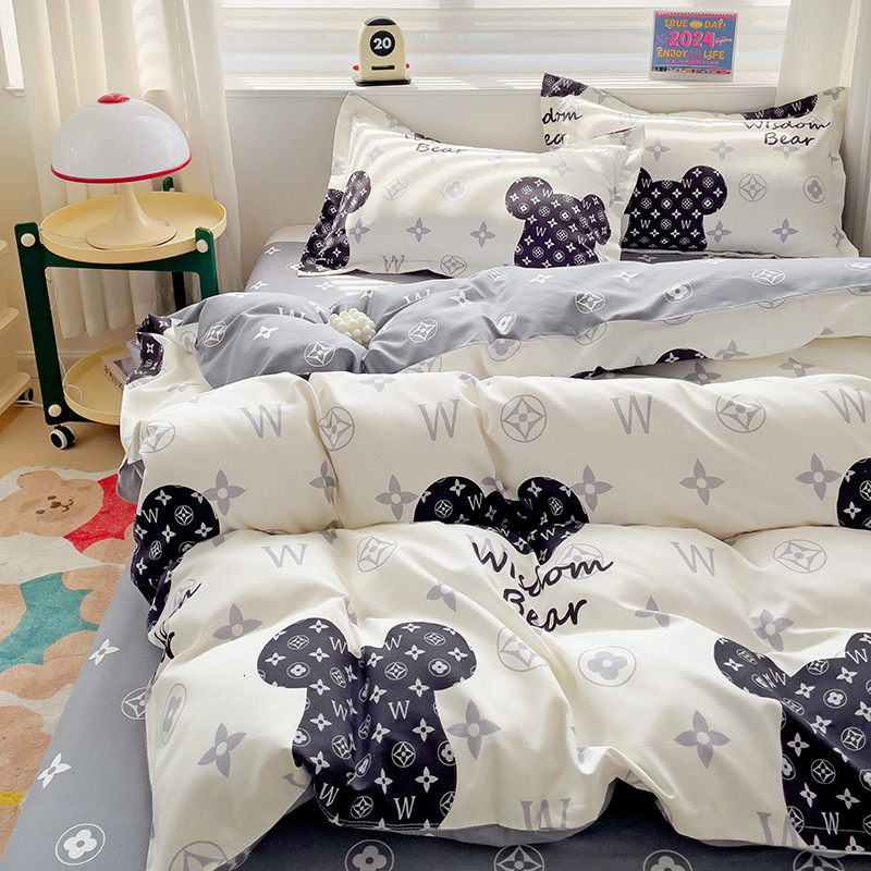 Nordic INS Plaid Cashmere Duvet Cover Set - Skin-Friendly, Comfortable, Durable Bedding for Rental Use W260302