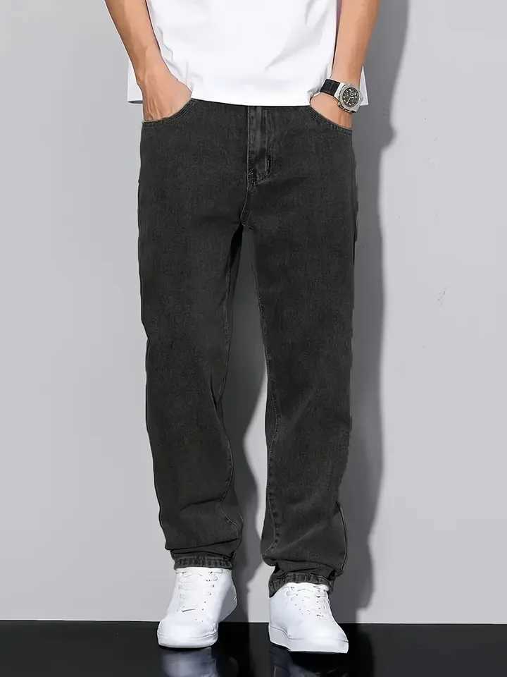 Classic Black Denim Jeans Classic Black Denim Jeans Cotton Blend Versatile AllSeason Wear NonStretch Fabric Regular FitZ250917