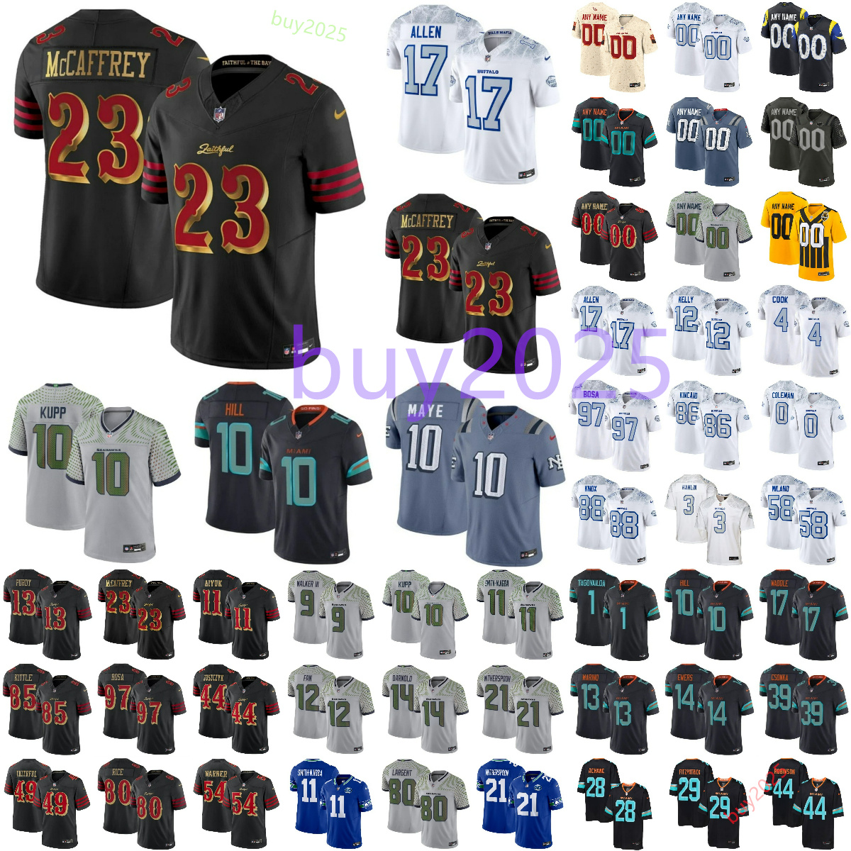 2025 Rivalries Brock Purdy Jersey George Kittle Ahmad Sauce Gardner Nick Bosa Fred Warner Brandon Aiyuk Josh Allen SSan FFrancisco 449ers BBills Football Jerseys