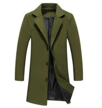 2025 for Men, New Korean Style Slim Fit Mid-Length Trench Coat in Wool Material