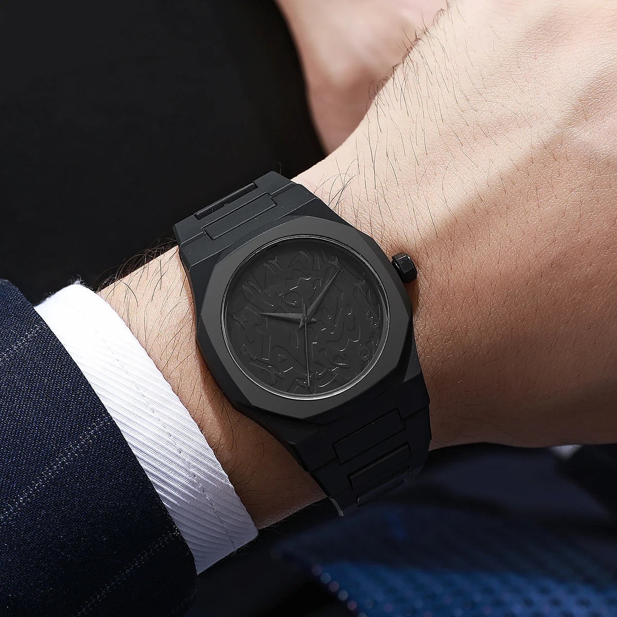 2025 Trend Men Creative Watch Fashion Silicone Black Business Style Arabic Digital Military Quartz Sports Watches 250916