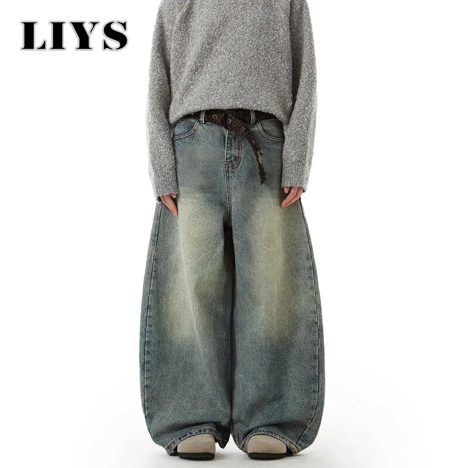 Mens Wear Blue WideLeg Denim Pants Baggy Jeans Vintage ThreeDimensional Cut Curved Knife Jeans Loose Fit Summer New TrendZ250917