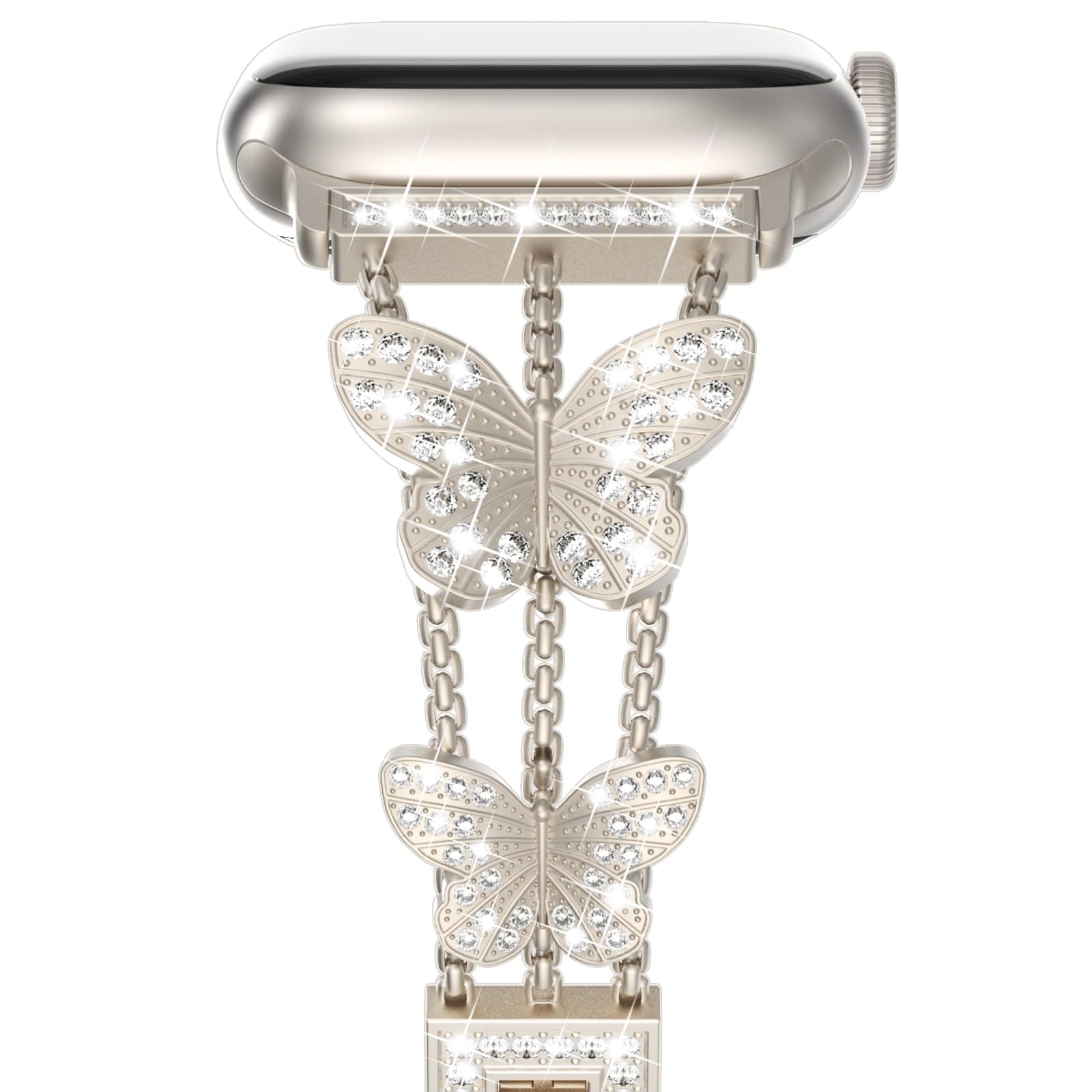 Metal Strap For Apple Watch Band Ultra 4mm 45mm 40mm 41mm 49mm Bling Butterfly Bracelet Chain for iWatch Series 9 8 7 6 5 SE 4 3