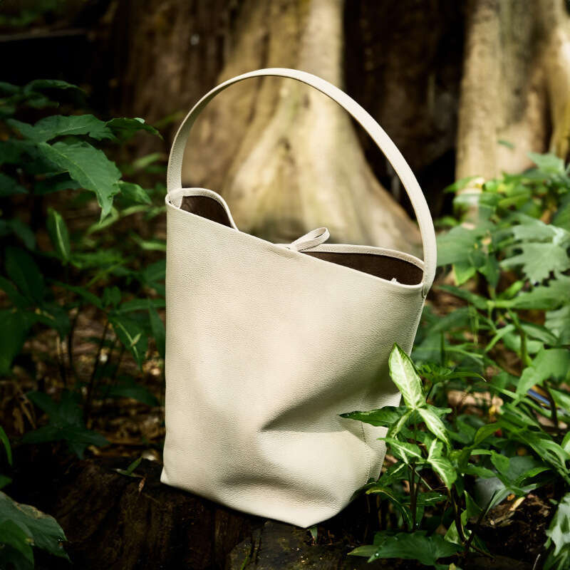 High-End Top Layer Cowhide Japanese And Korean Style Lazy Bucket Large Capacity Single Shoulder Genuine Leather Tote Bag Casual B3