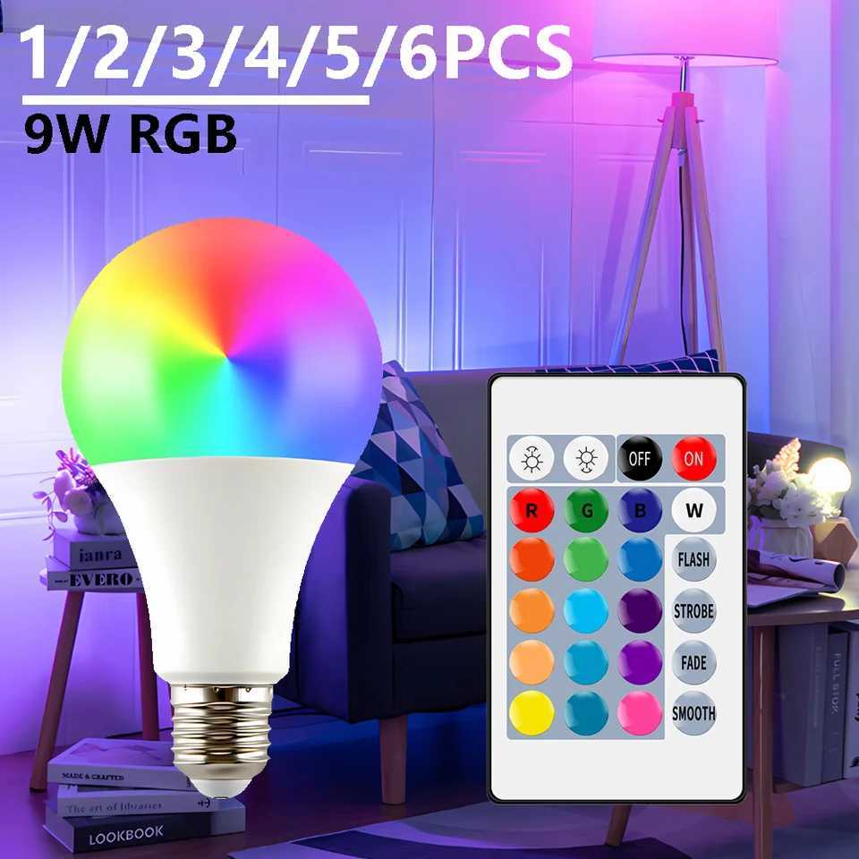 16 Colors RGB Bulb LED Multicolor Bulb E27 220V Household Lighting Dimmable 24 Key Remote Control Smart Lamp Atmosphere Light C2509171