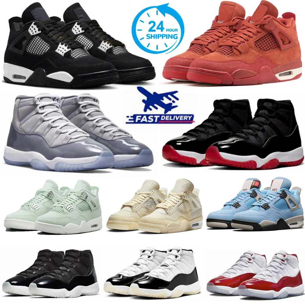 Mens 4 Basketball Shoes 4s Designer 11 11s Outdoor Womens Sport Platform Running Sneakers Trainer Red Thunder Green Black Navy University Blue Stock In USA Size 36-50