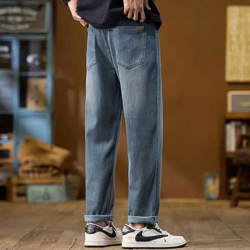 2025 New Mens Wide Leg Ice Jeans Street HipHop Straight Leg Loose Denim Pants Oversized Casual Retro Jeans Loose Fit TrousersZ250917