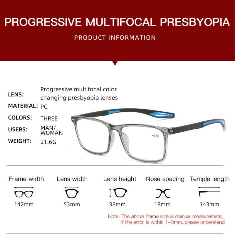 Women Men Smart Photochromic Fashion Square Frame Discoloration Reading Glasses Unisex Outdoor Presbyopia Sunglasses ddmythur