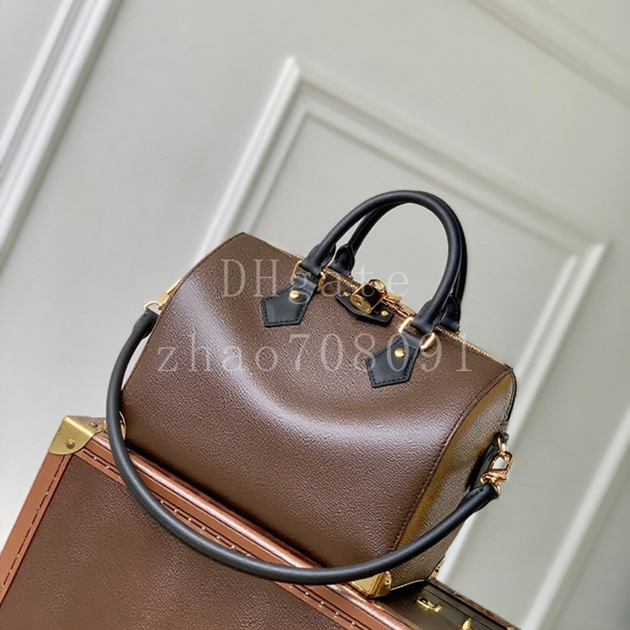 Coated Canvas Leather Bowling Bag Designer Bag 25CM Luxury Shoulder Bag Diamond quality Handbag With box LS01D6