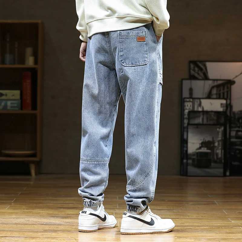 Spring Autumn Jean Men Elastic Waist Harem Hiphop Denim Pant Male Street Fashion Big Size Loose Fit Baggy Jogger Cowboy TrouserZ250917