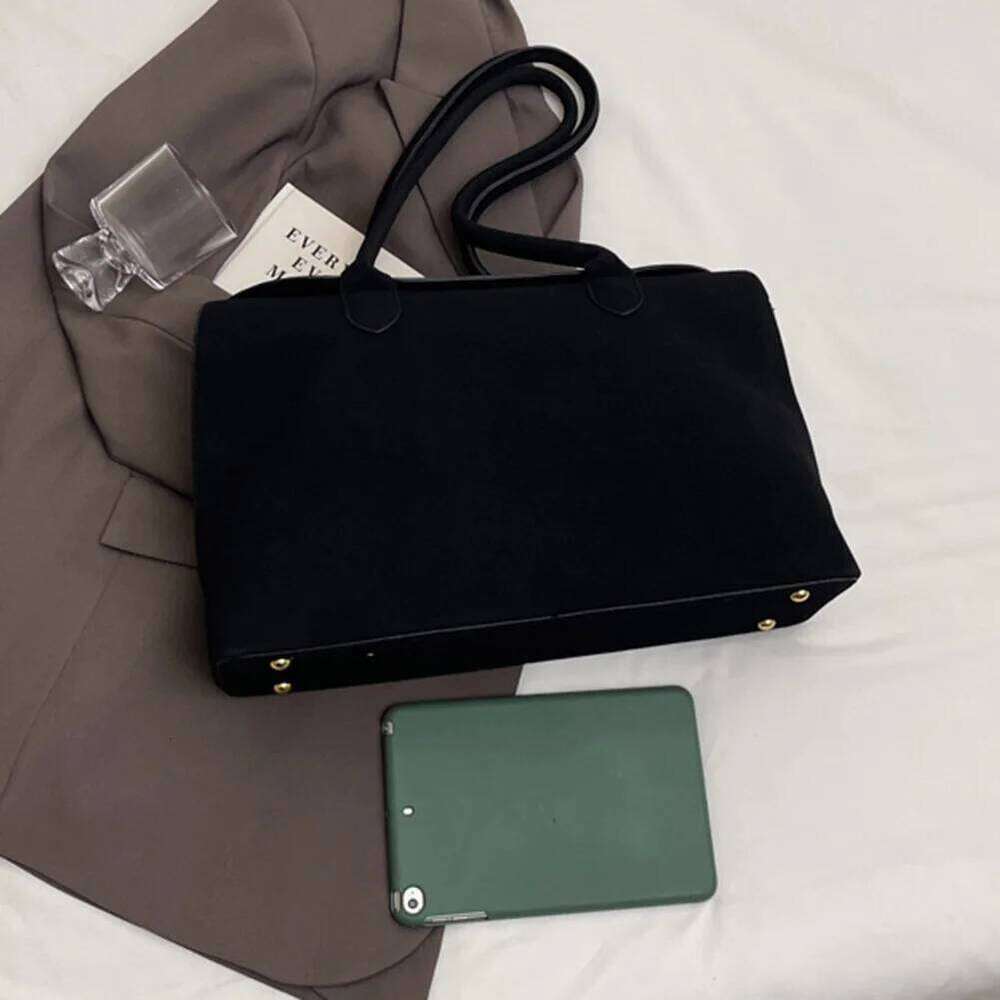Best Selling Designer Bag Top Handle Suede Solid Color Ret Handbag For Women Men With Inner Pocket Tote Trendy Satchel Work Travel Bag