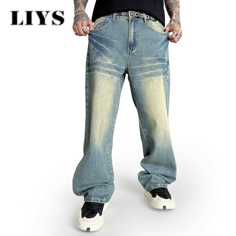 Autumn American Retro Vintage Blue Loose Jeans 2025 Street Trend Super Cool Denim Pants Daily Casual Baggy Straight Leg JeansZ250917