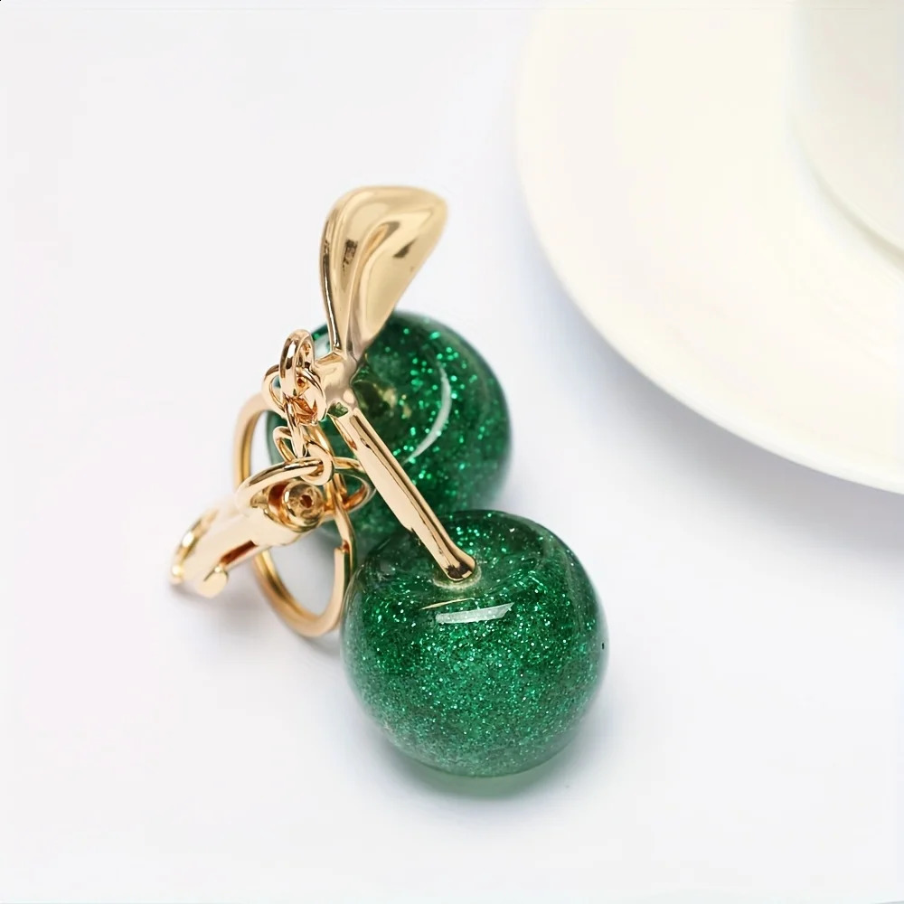 Cherry Fruit Bag Pendant Keychain Creative Womens Cherry Car Key Pendant Green Brown 250916