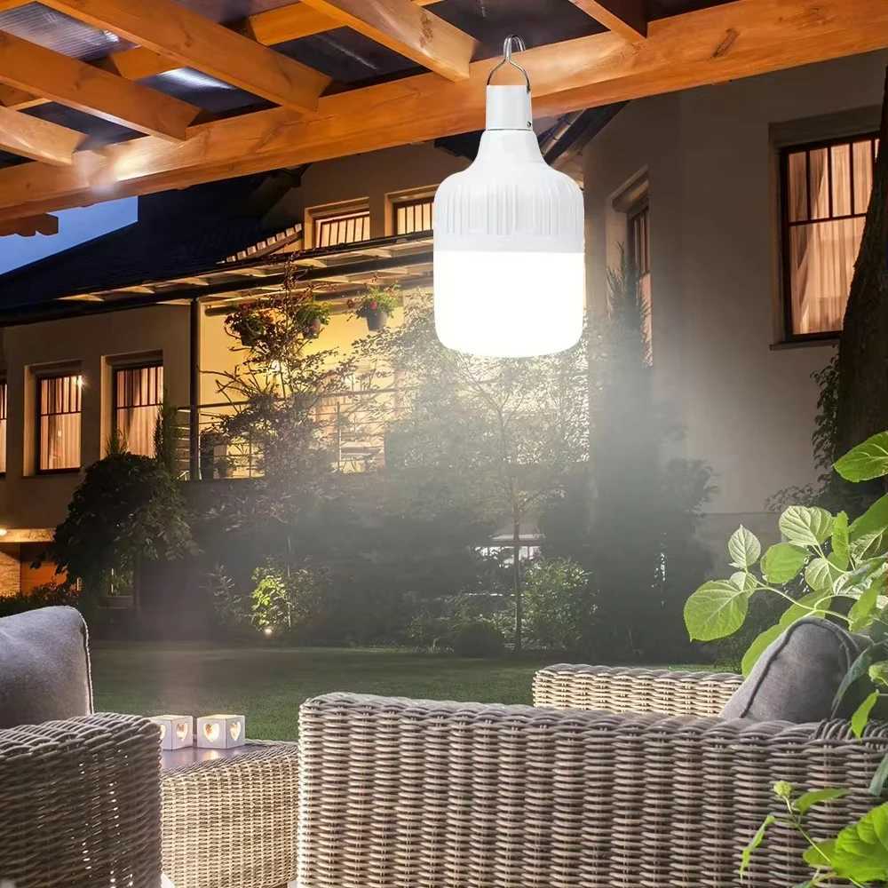 Outdoor USB Rechargeable LED Lamp Bulbs 30W 60W 100W Emergency Light Hook Up Camping Fishing Portable Lantern Night Lights C250917