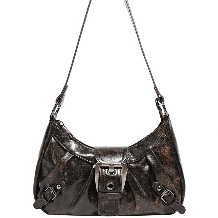 New retro fashion spicy girl women design s shoulder bag cool motorcycle bag commuting armpit bag autumn new designer bag women s handbag