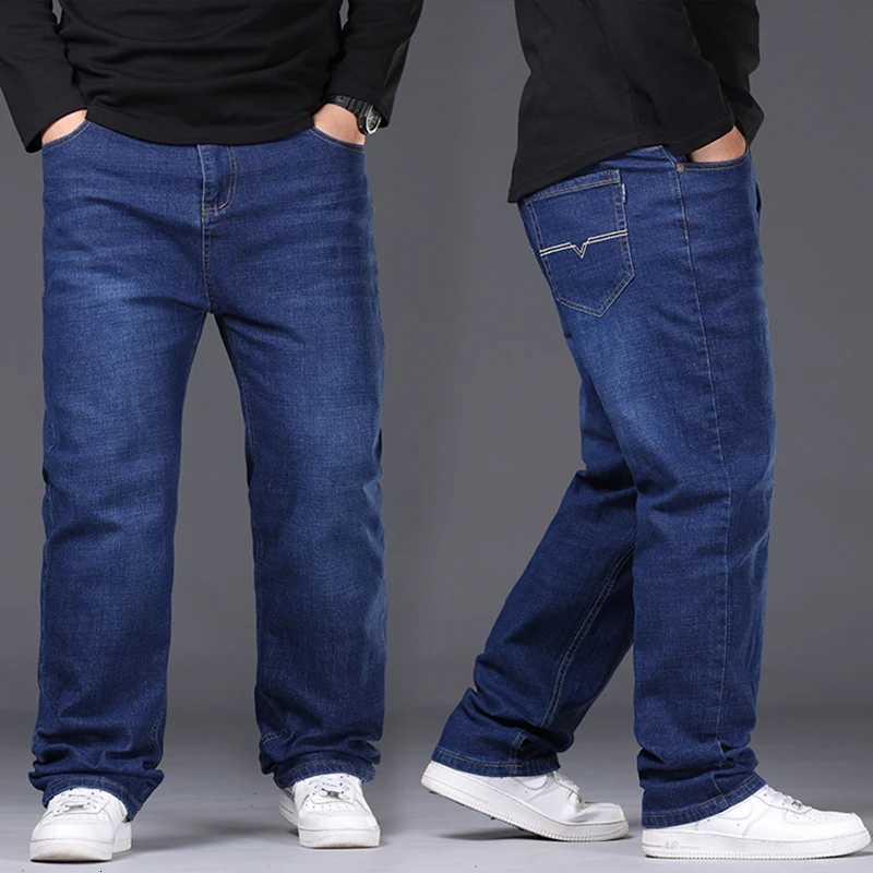 4250 Plus Size Mens Jeans Business Casual Denim Pants High Waist Straight Leg Loose Elastic Comfortable Trousers Male ClothingZ250917