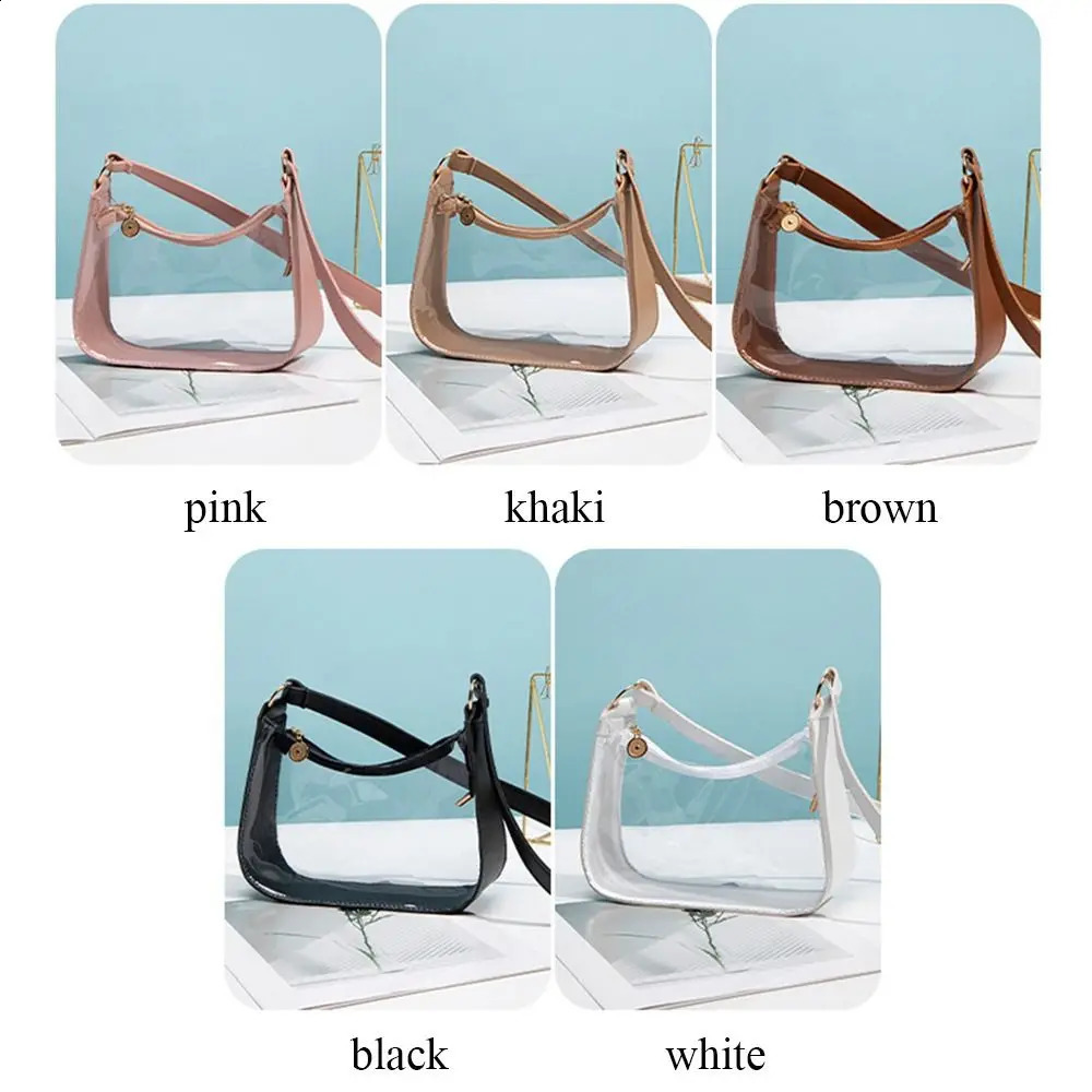 Candy Color Transparent Shoulder Bag Daily Zipper PVC Clear Jelly Bag Small Purses Women Girls 250916
