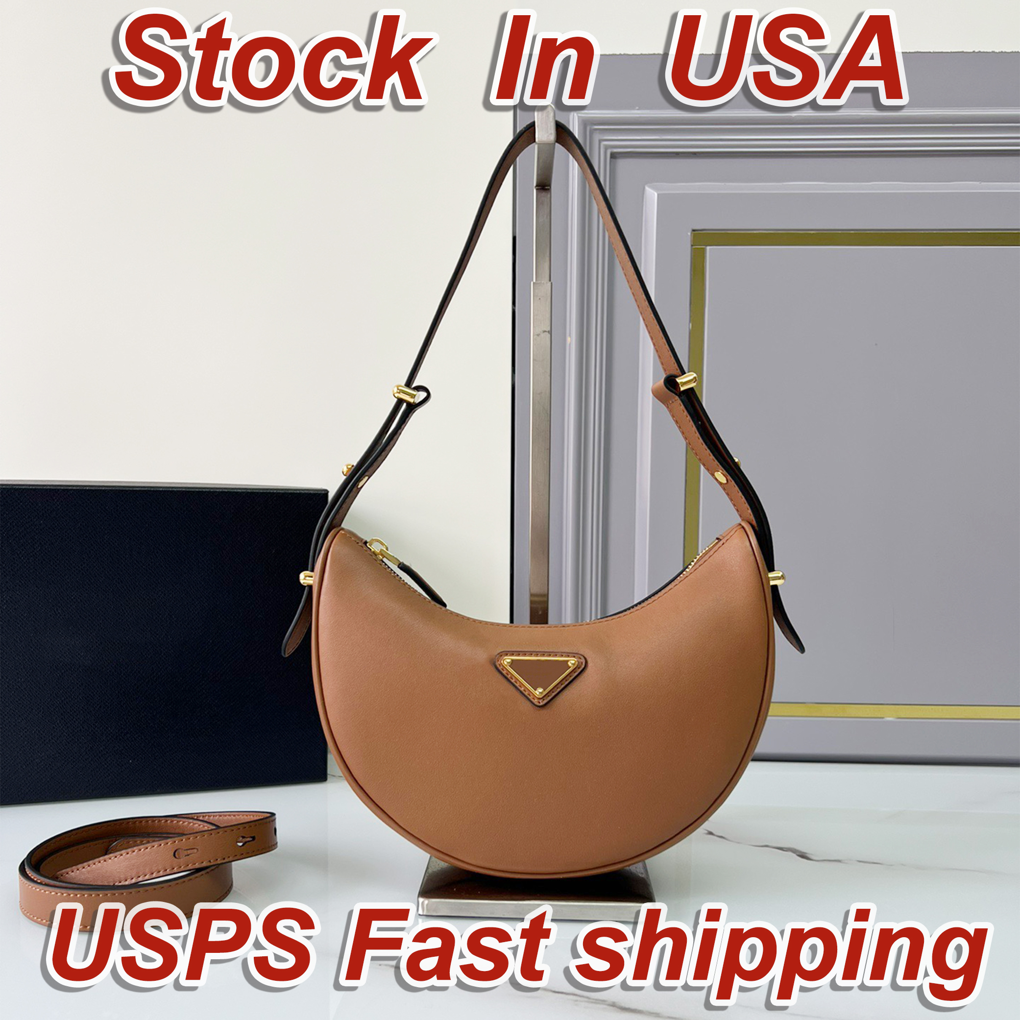 Designer Bag Shoulder Bag Luxury Bag High Quality Women's handbag Purse Brown Cowhide leather Crossbody bag Fashion Half moon package Underarm Bag Suede Tote Bag