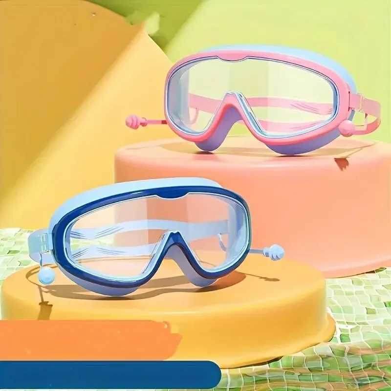 Outdoor Swim Goggles Large Frame Waterproof AntiFog UV Protection Glasses With Earplugs For 14 Years And Above J250917