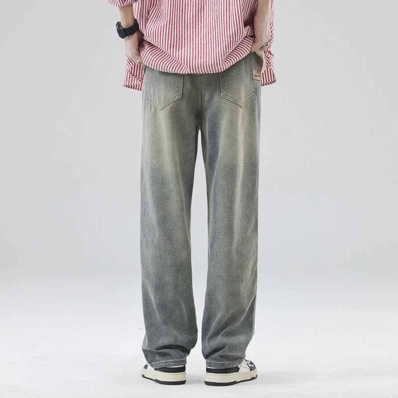 N High Street Star Grain Jeans Men Loose Straight Leg 2025 Spring New Fashion Brand Retro Casual PantsZ250917