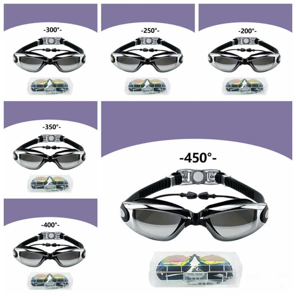 Waterproof Myopia Swim Goggles Dazzling Colors Electroplating Swim Glasses with Earplugs Silicone HD Lens J250917