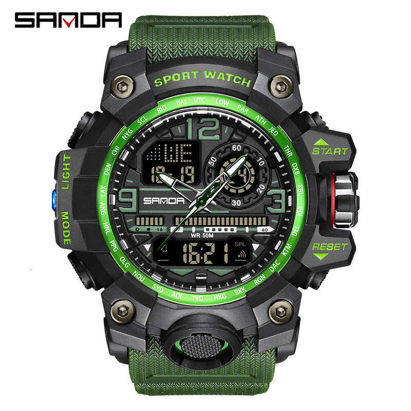 DHgargets Sanda New Fashion Trendy Men's Student Youth Electronic Watch Waterproof Multifunctional Wristwatch