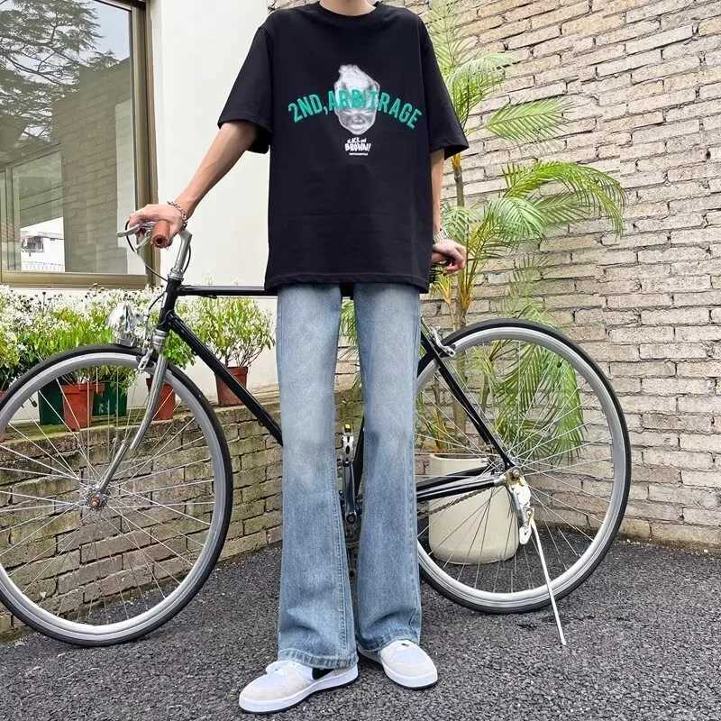 Mens Trousers Jeans Man Pants Y2k Streetwear Wide Leg Jeans Baggy Denim Shorts Jean Mens Clothing Flared Male Cargo New PantZ250917