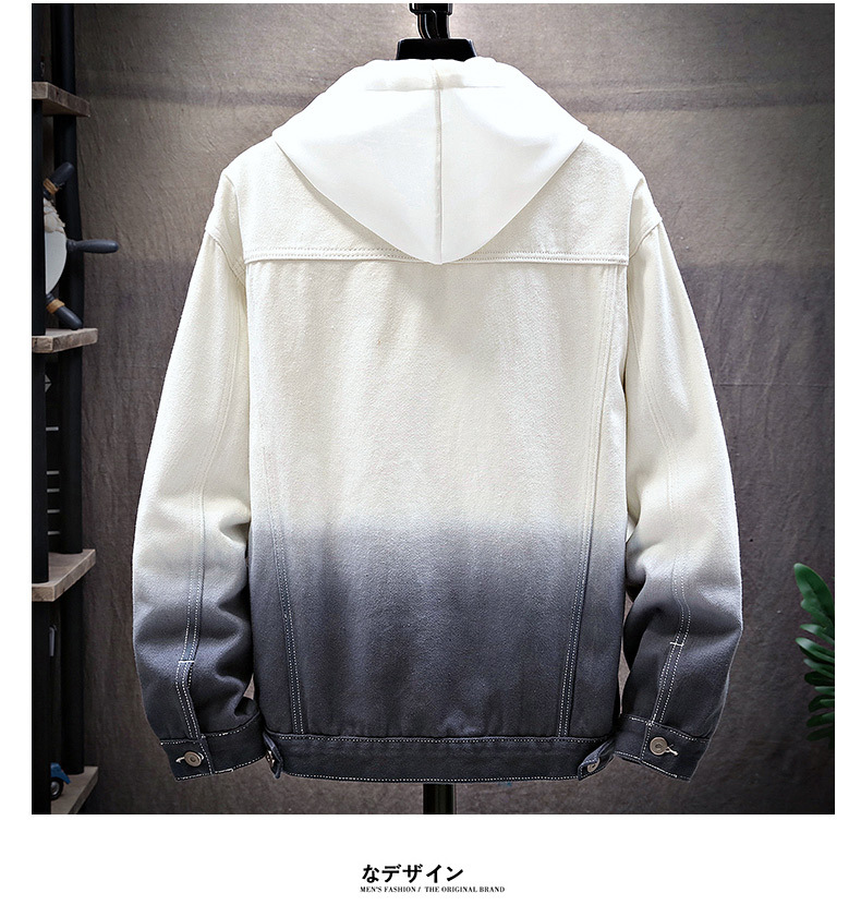 Jacket men Men's Color Block Gradient Denim Jacket 2025 Spring Trendy Long Sleeve Coat for Youth Casual Stylish Men's Outerwear