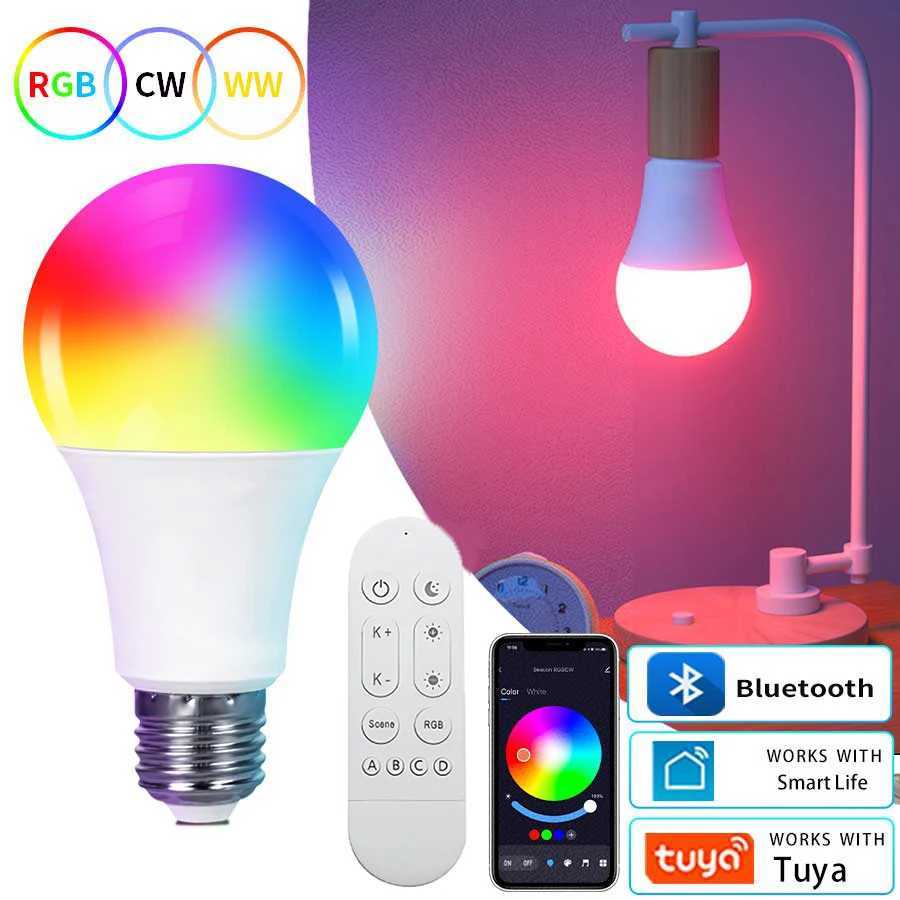 Tuya Smart Bluetooth LED Light Bulbs Smart Life APP E27 85265V 9W BT Lamp with Remote Group Control for Bedroom Decor C250917