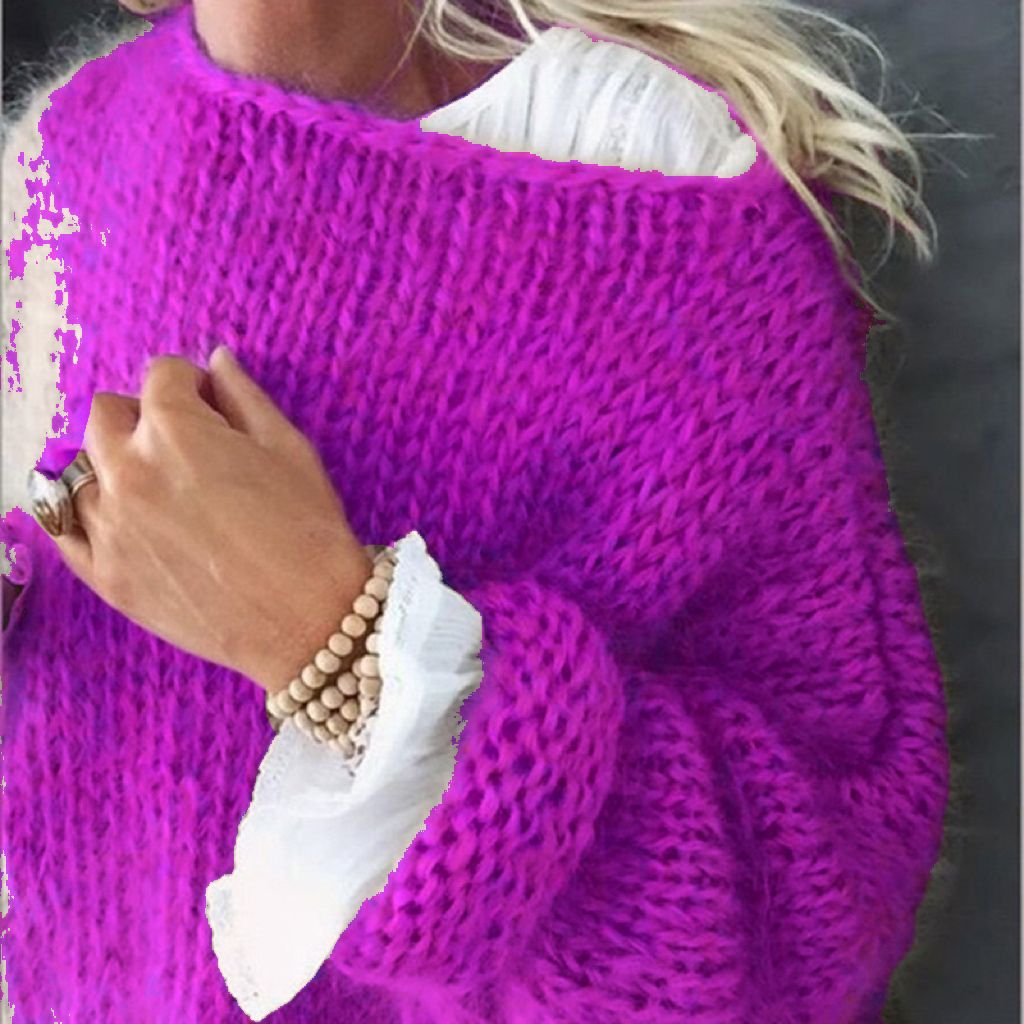 Fall Fashion Mohair Sweaters Thick Long Seleve Top Oversized Women Pullovers Autumn Knitted Pink Sweaters Preppy Style Harajuku