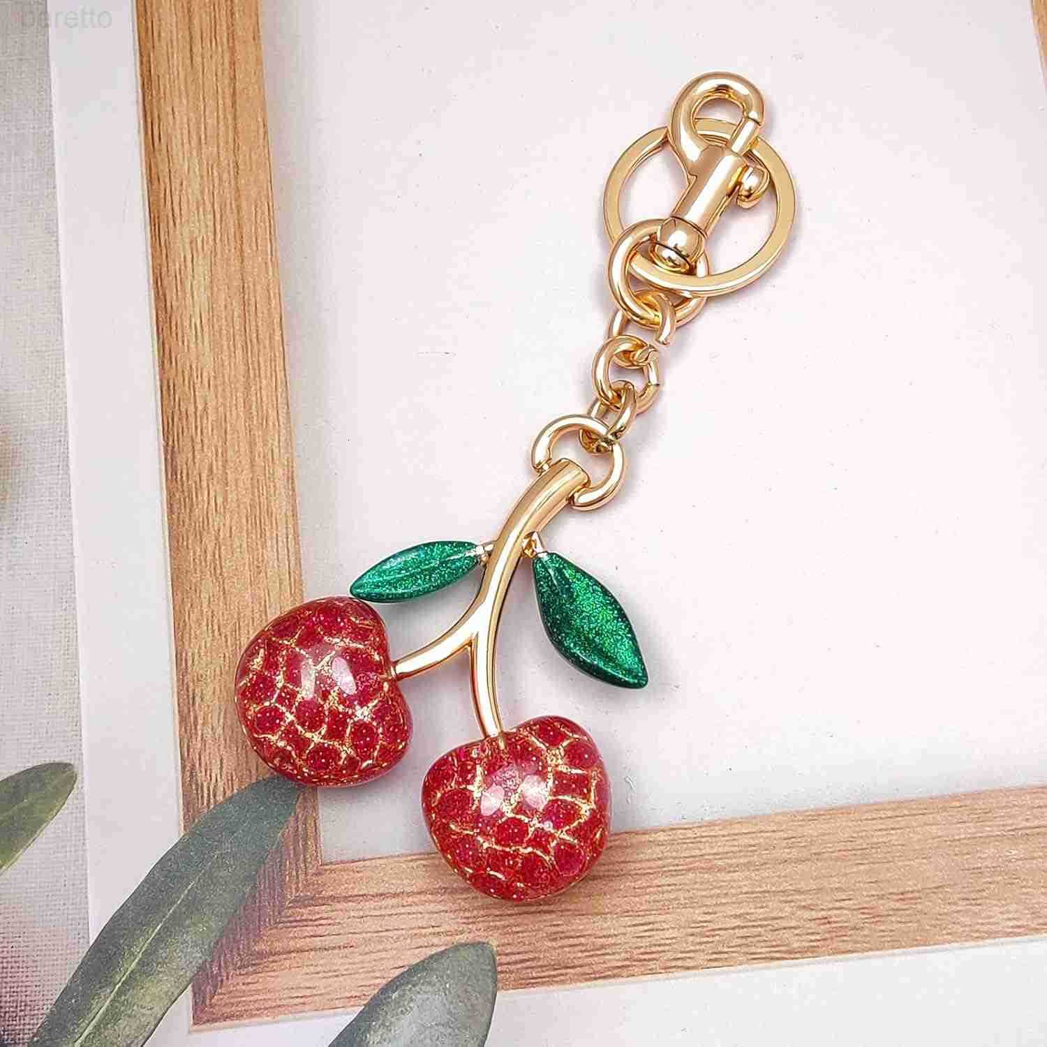 Cherry Bag CharmsCute Purse KeychainKey Chains Women CuteCar keyrings leather handbagsValentines Day Gifts Z2509017