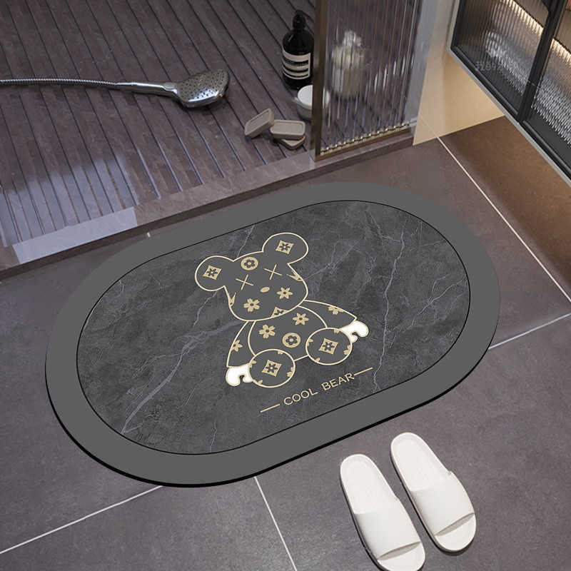 Trendy Violent Bear Diatomaceous Earth Mat HighEnd Bathroom WaterAbsorbent DirtResistant Easy to Clean NonSlip Mat Cartoon Pattern C250917