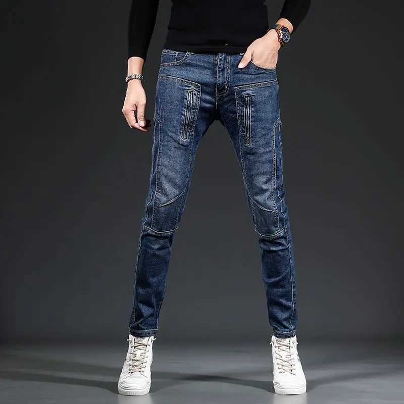 Tapered Jeans for Men Buggy Original Denim 90s Streetwear Xs Casual Korean Style Y2k Motorcycle Trousers Man Cowboy PantsZ250917
