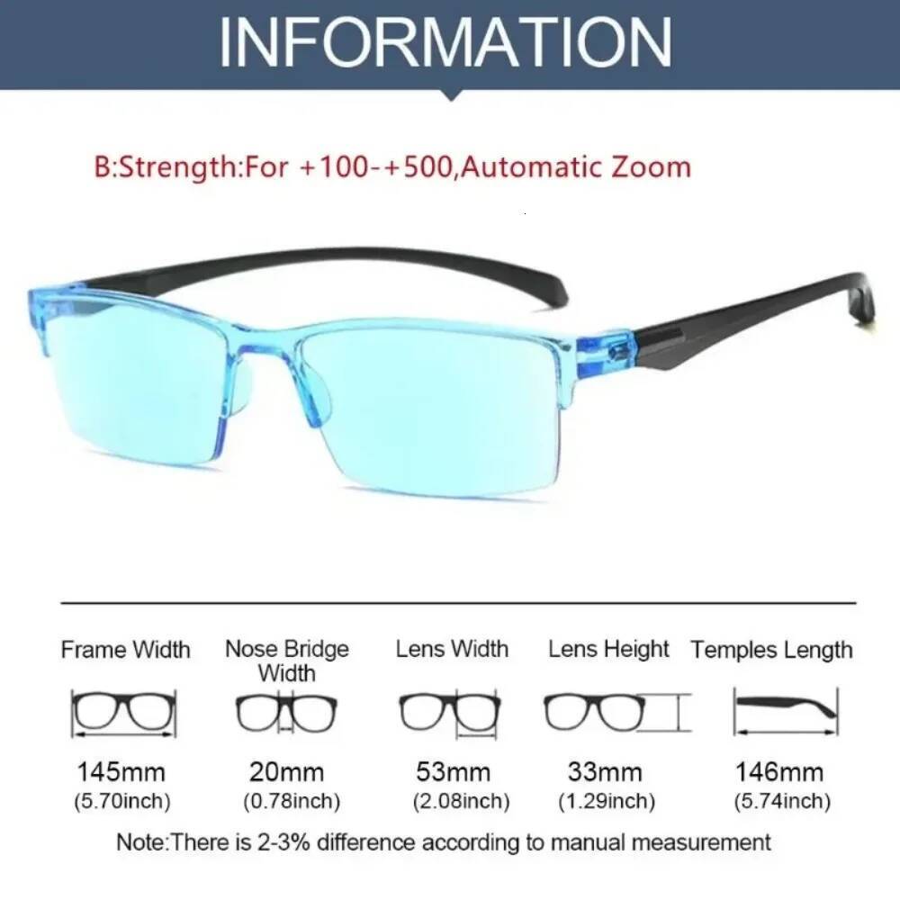Smart Automatic Zoom Reading Glasses New Ultralight Rimless Anti Blue-ray Spectacle Optical Presbyopia Eyewear Unisex ddmythur