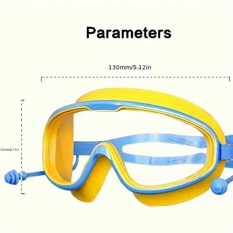 Outdoor Swim Goggles Large Frame Waterproof AntiFog UV Protection Glasses With Earplugs For 14 Years And Above J250917