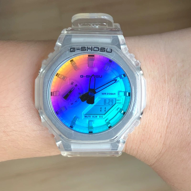 Unisex Sports Digital Electronic Watch Full Function Water Resistant Large Dial LED Dual Display Oak Series Iced Out Watch