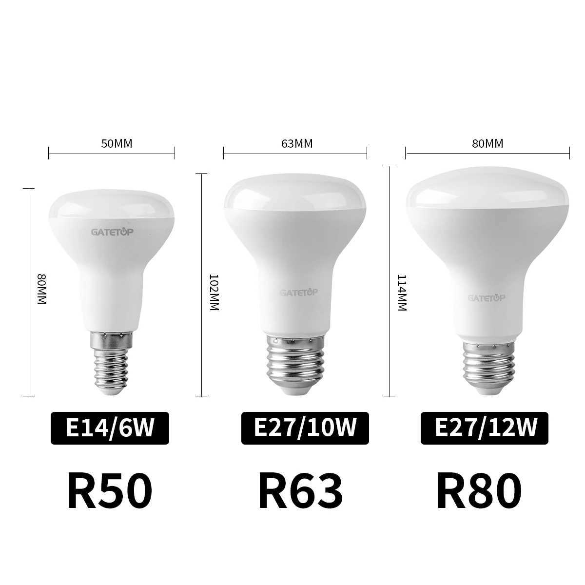 5PCS led mushroom light R50 R63 R80 AC220V 6W12W E27 E14 flickerfree warm white light suitable for bathroom bath bomb lighting C250917