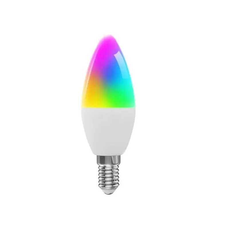 Led Bulb Candle Smart Lamp E14 TUYA Bluetooth Dimmable RGB Light 220V APP Group Control Smart Life For Home Room Decoration C2509171